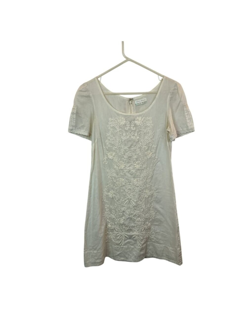 Kimchi & Blue Ivory Embroidered Short-Sleeve Mini Dress  Delicate XXS - Picture 2 of 7